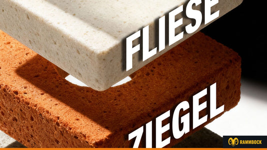 Fliese und Ziegel im Stapel mit Materialbeschriftung: Anwendungsgebiete für Keramikbohrer von Fliesen bis Naturstein